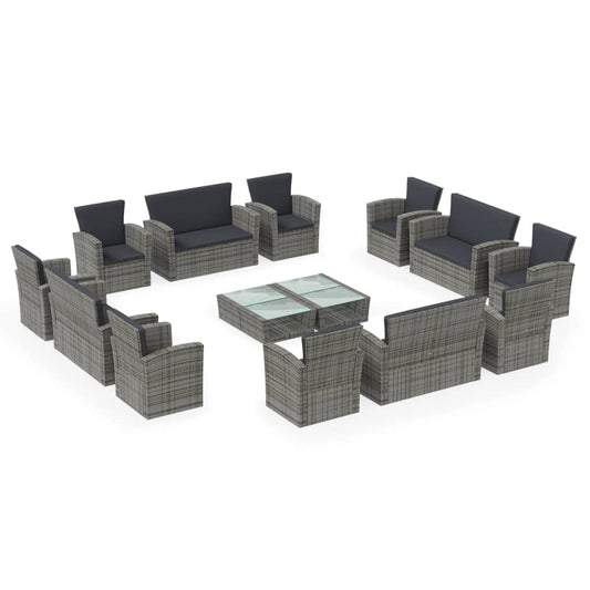 Garden Lounge Set Grey Powder-coated steel Large Removable Covers