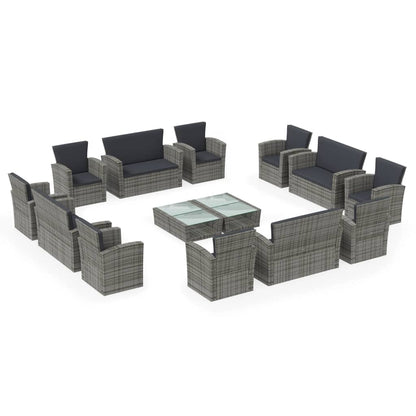 Garden Lounge Set Grey Powder-coated steel Large Removable Covers