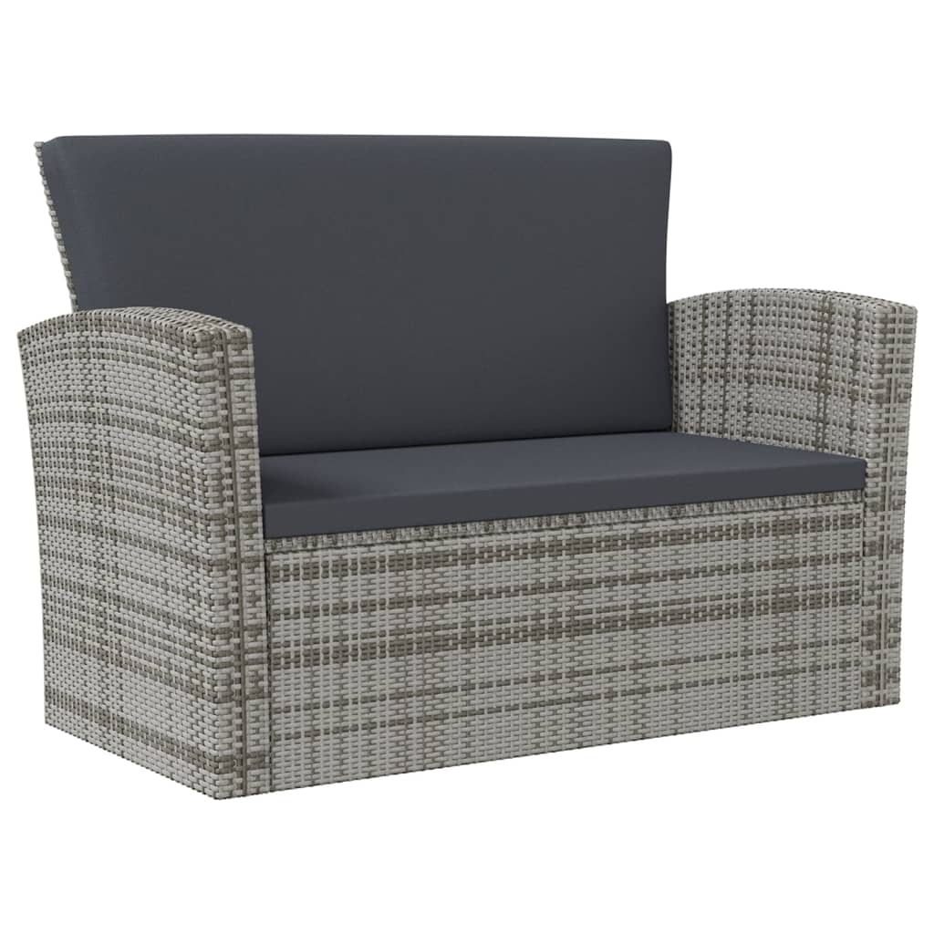 Garden Lounge Set Grey Powder-coated steel Large Removable Covers