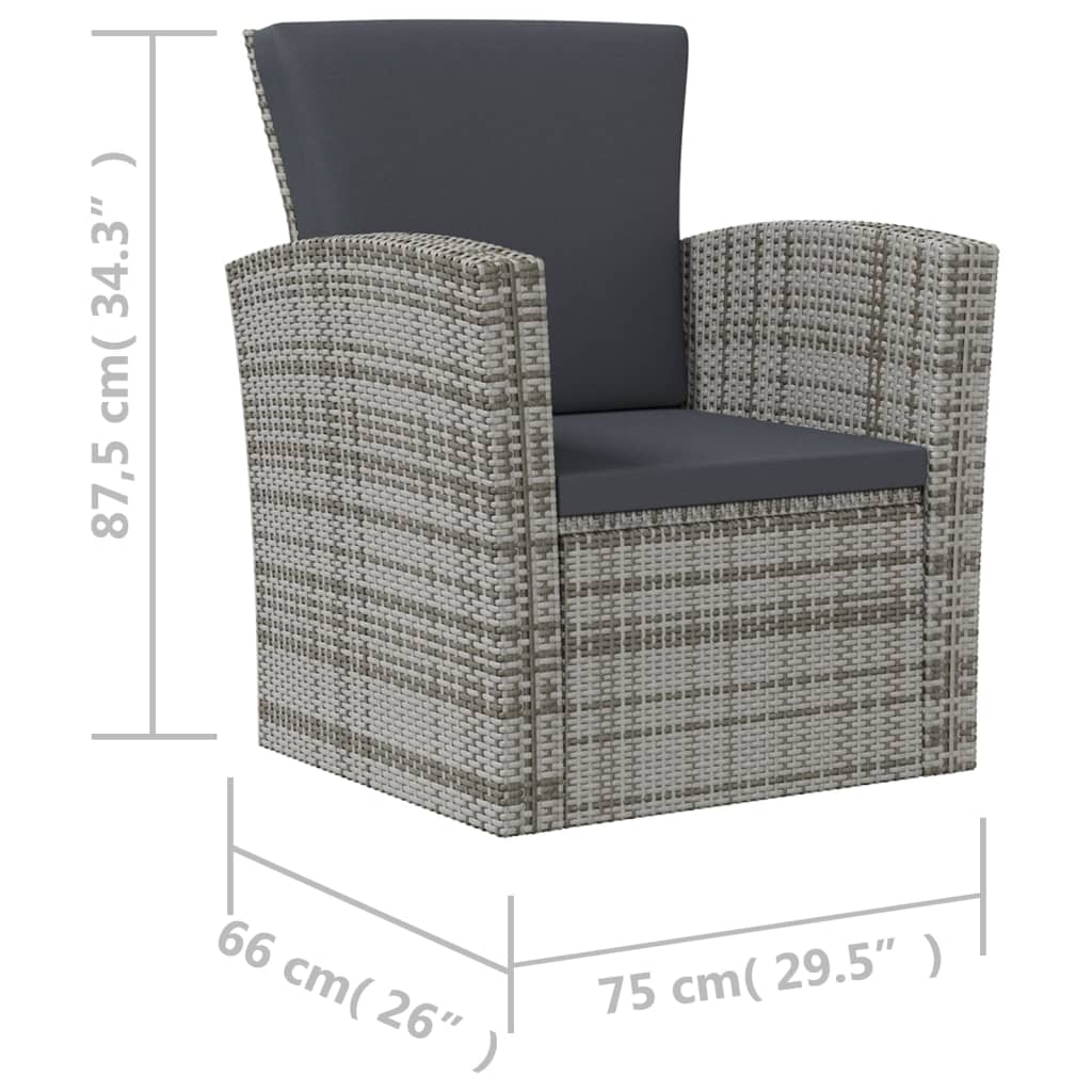 Garden Lounge Set Grey Powder-coated steel Large Removable Covers