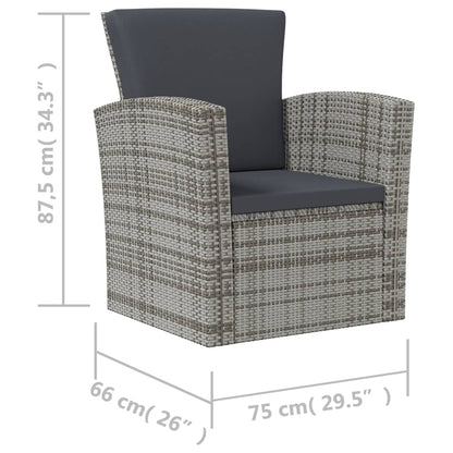 Garden Lounge Set Grey Powder-coated steel Large Removable Covers