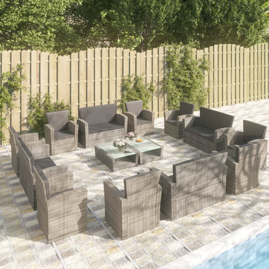 Garden Lounge Set Grey Powder-coated steel Large Removable Covers