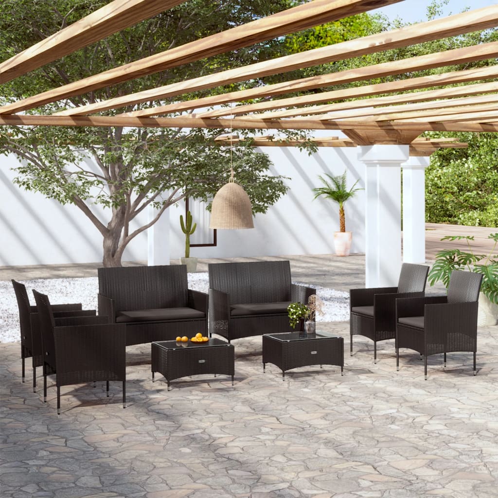 Garden Lounge Set Black