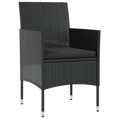 Garden Lounge Set Black PE rattan, powder-coated steel, glass Large