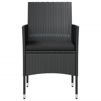 Garden Lounge Set Black PE rattan, powder-coated steel, glass Large