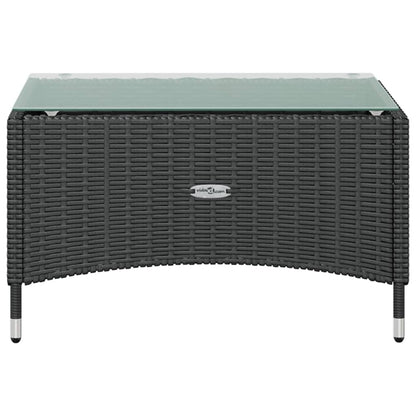Garden Lounge Set Black PE rattan, powder-coated steel, glass Large