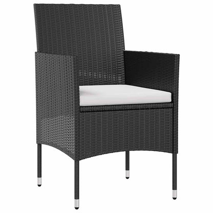 Garden Lounge Set Black PE rattan, powder-coated steel, glass