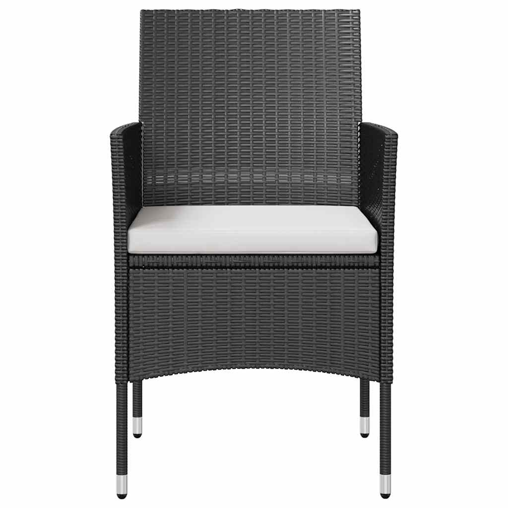 Garden Lounge Set Black PE rattan, powder-coated steel, glass