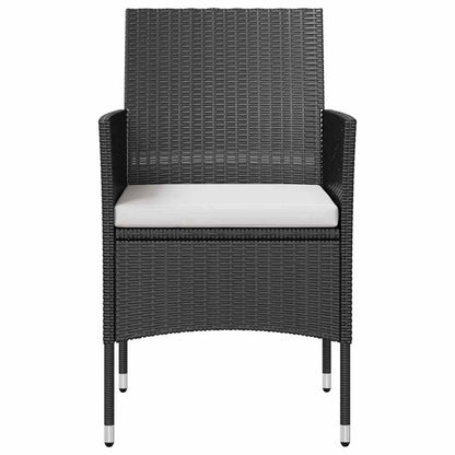 Garden Lounge Set Black PE rattan, powder-coated steel, glass