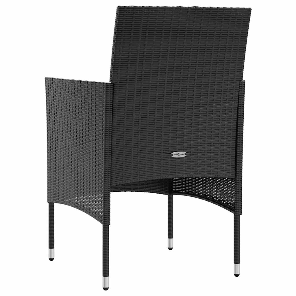 Garden Lounge Set Black PE rattan, powder-coated steel, glass