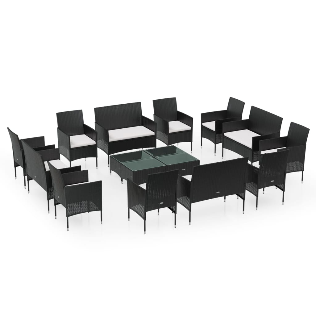 Garden Lounge Set Black, Cream white