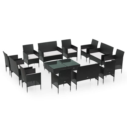 Garden Lounge Set Black, Cream white