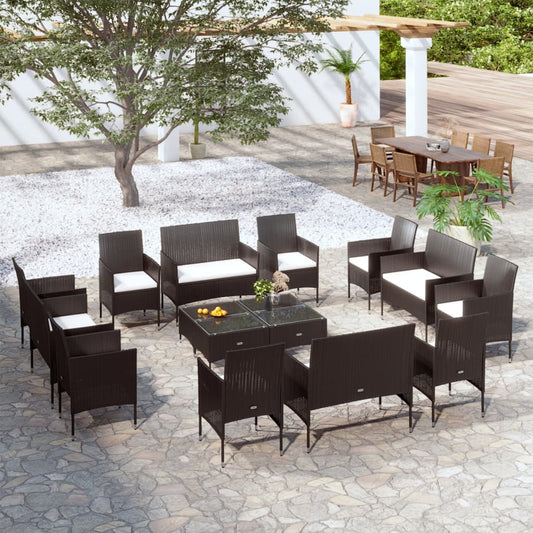 Garden Lounge Set Black, Cream white
