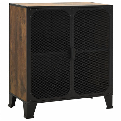 Storage Cabinet Set of 2 Rustic brown Metal and MDF Medium