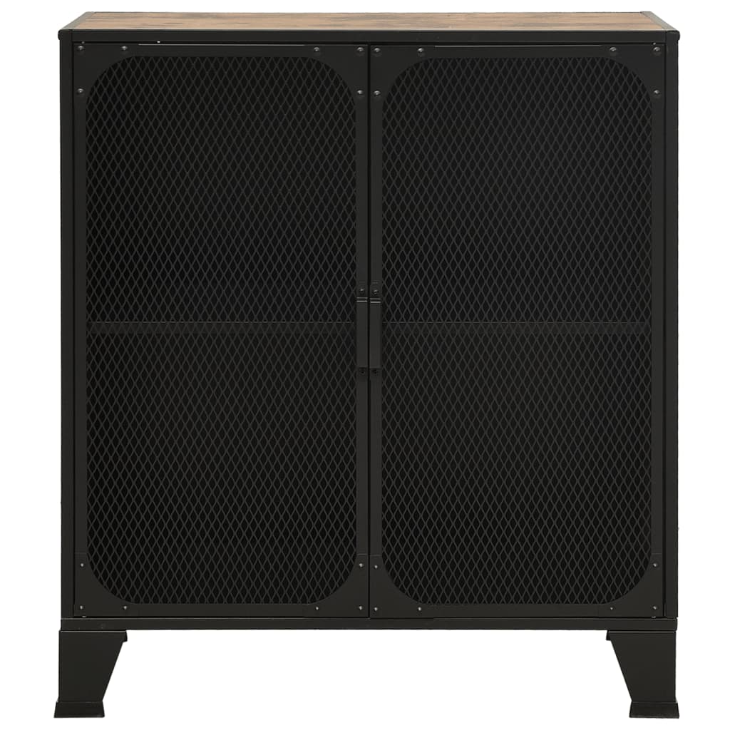 Storage Cabinet Set of 2 Rustic brown Metal and MDF Medium