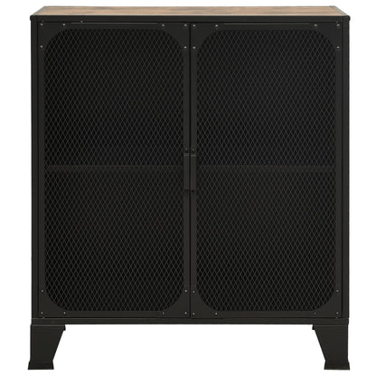 Storage Cabinet Set of 2 Rustic brown Metal and MDF Medium