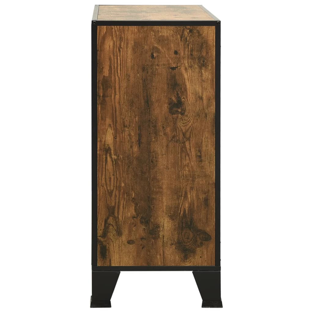 Storage Cabinet Set of 2 Rustic brown Metal and MDF Medium