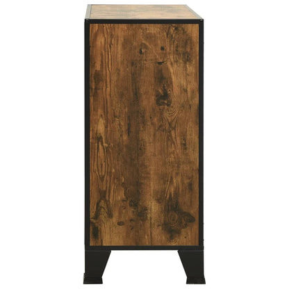 Storage Cabinet Set of 2 Rustic brown Metal and MDF Medium