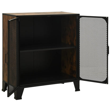 Storage Cabinet Set of 2 Rustic brown Metal and MDF Medium