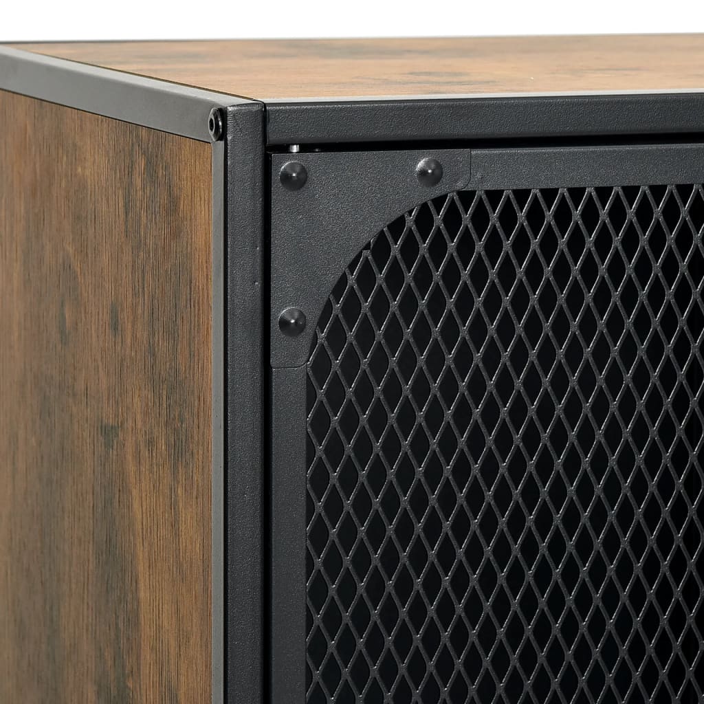 Storage Cabinet Set of 2 Rustic brown Metal and MDF Medium