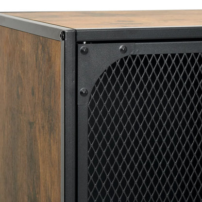 Storage Cabinet Set of 2 Rustic brown Metal and MDF Medium