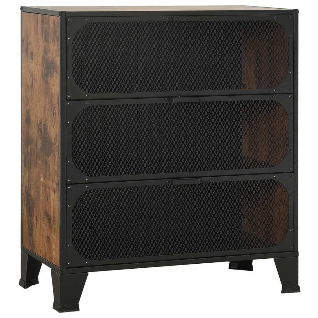 Storage Cabinet Set of 2 Rustic brown Metal and MDF Medium