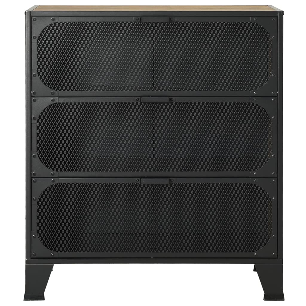 Storage Cabinet Set of 2 Rustic brown Metal and MDF Medium