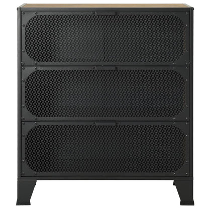 Storage Cabinet Set of 2 Rustic brown Metal and MDF Medium