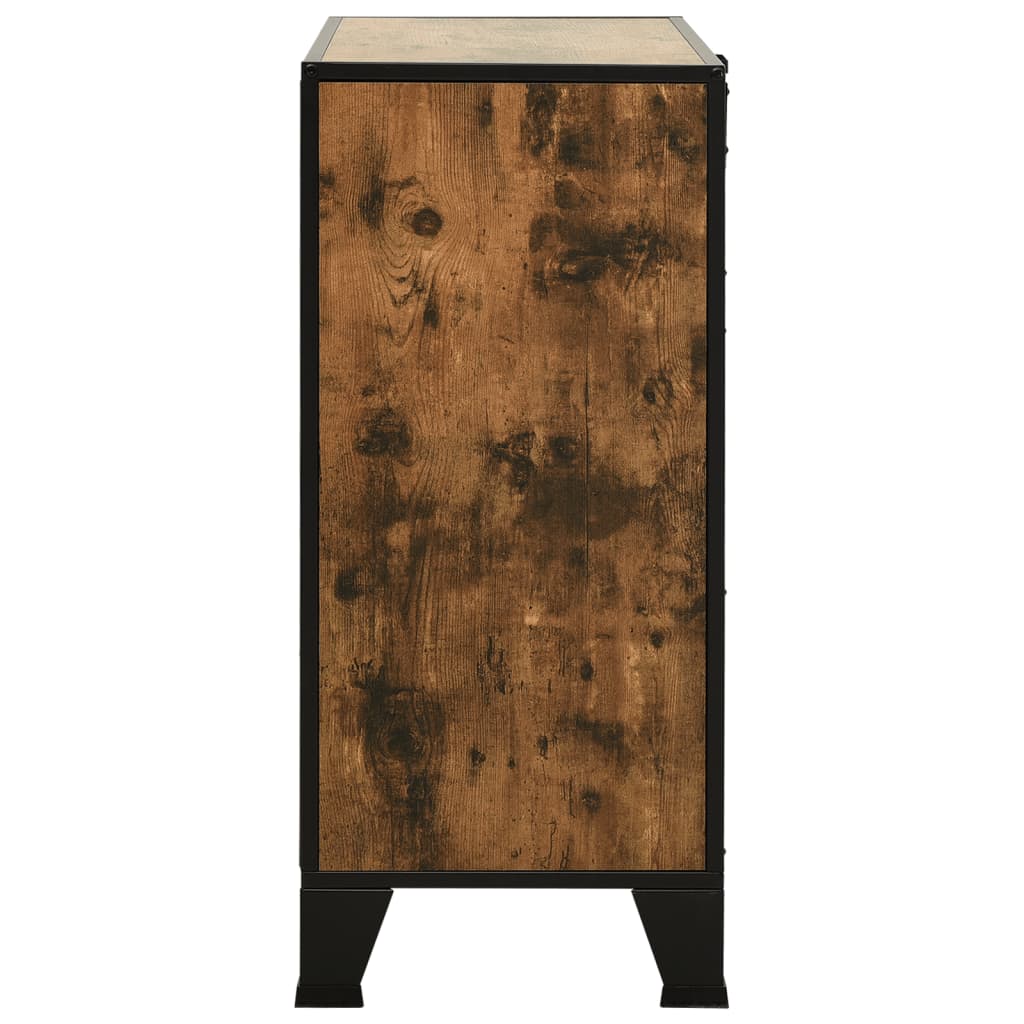 Storage Cabinet Set of 2 Rustic brown Metal and MDF Medium
