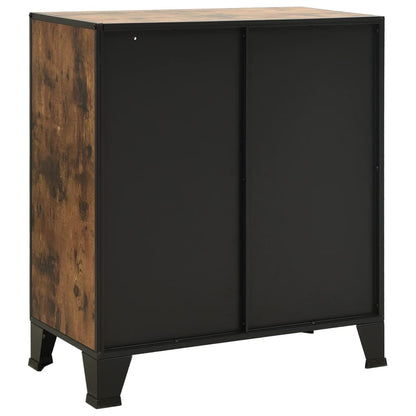 Storage Cabinet Set of 2 Rustic brown Metal and MDF Medium
