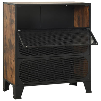 Storage Cabinet Set of 2 Rustic brown Metal and MDF Medium