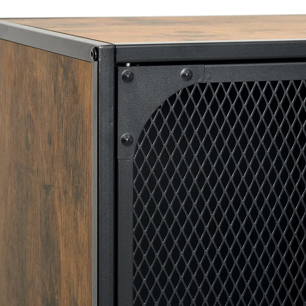 Storage Cabinet Set of 2 Rustic brown Metal and MDF Medium