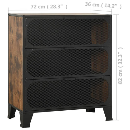 Storage Cabinet Set of 2 Rustic brown Metal and MDF Medium