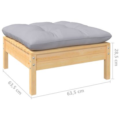 Garden Lounge Set Pine and Grey Solid pine wood and polyester fabric