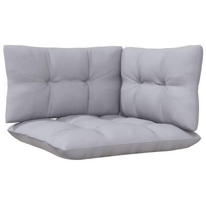 Garden Lounge Set Grey Solid pine wood, fabric (100% polyester)