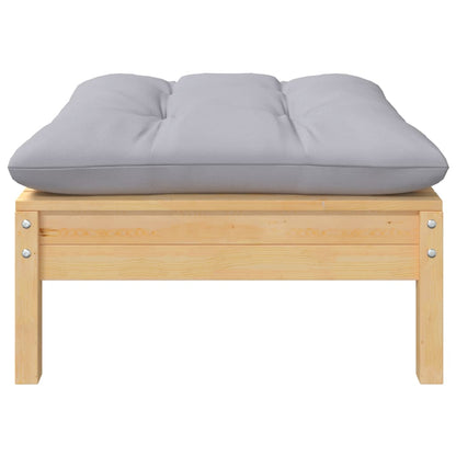 Garden Lounge Set Grey, Natural Wood Solid Pinewood, 100% Polyester