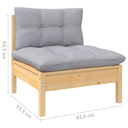Garden Lounge Set Grey Solid pinewood, fabric (100% polyester)