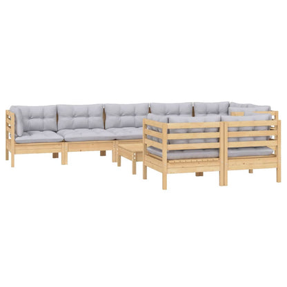 Garden Lounge Set Grey Cushion, Pinewood Frame