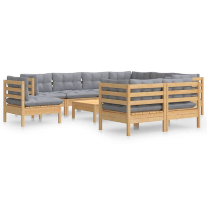 Garden Lounge Set Grey Solid pinewood Large Modular
