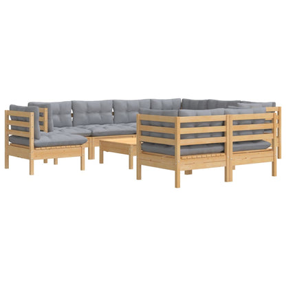 Garden Lounge Set Grey Solid pinewood Large Modular