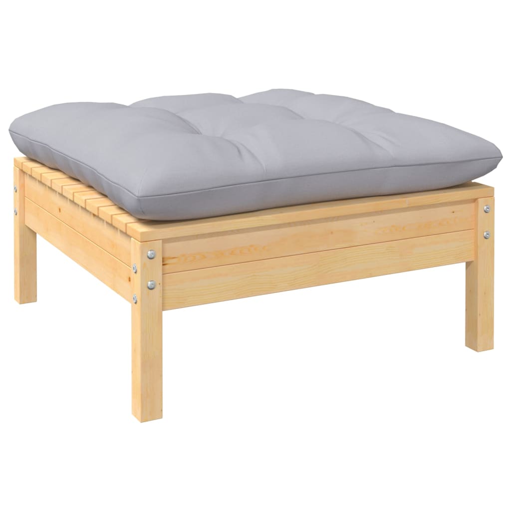 Garden Lounge Set Grey Solid pinewood Large Modular