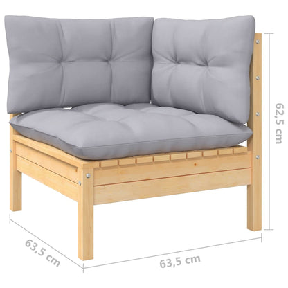 Garden Lounge Set Grey Solid pinewood Large Modular