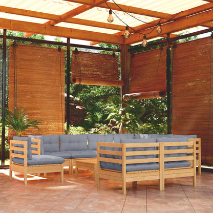 Garden Lounge Set Grey Solid pinewood Large Modular