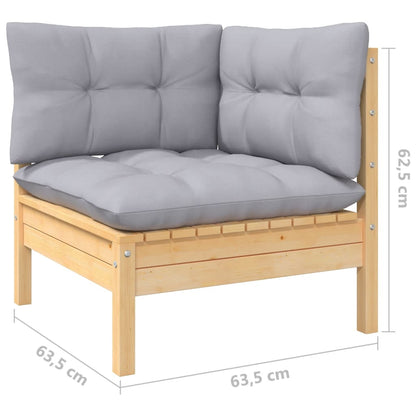 Garden Lounge Set Gray Solid pinewood, fabric (100% polyester)