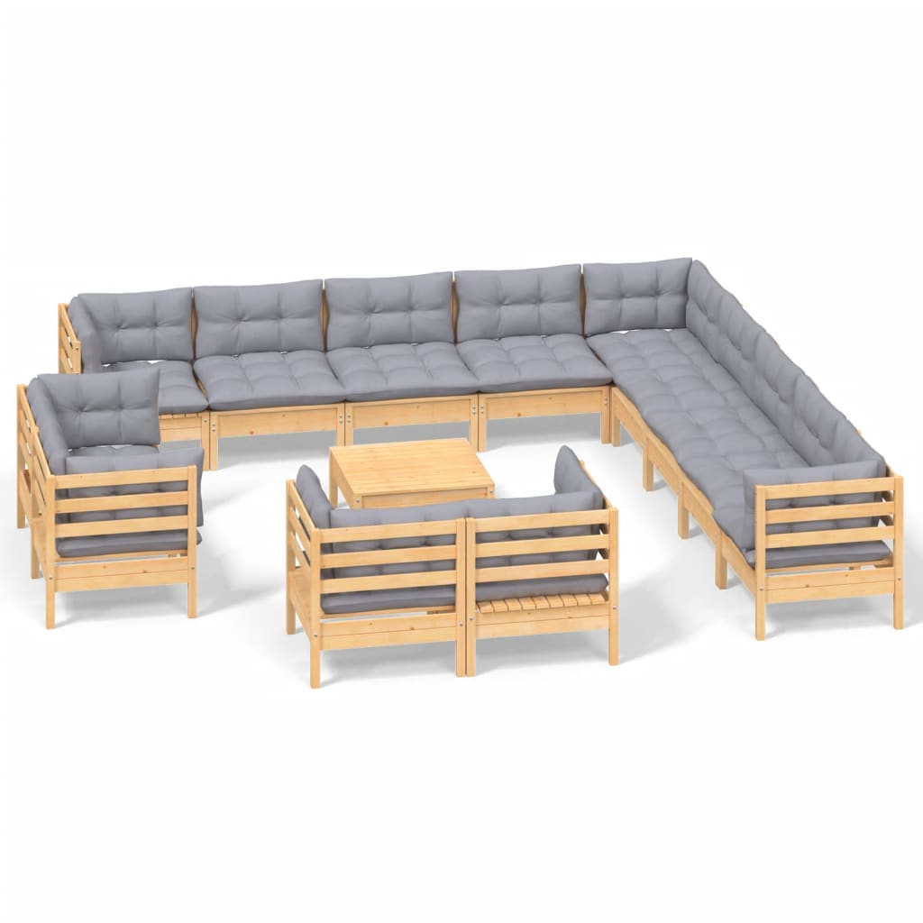 Garden Lounge Set Grey cushions