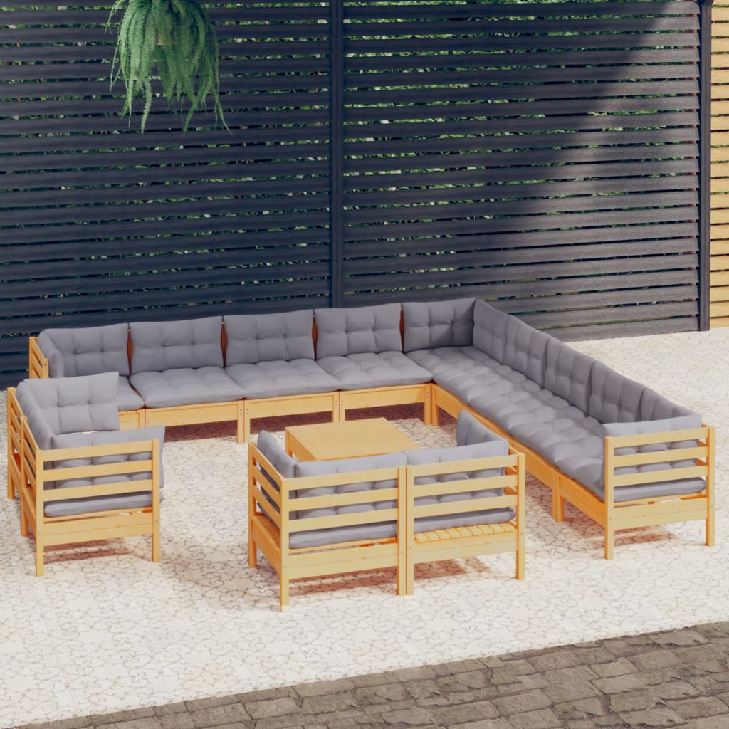 Garden Lounge Set Grey cushions
