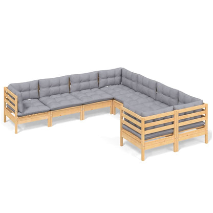 Garden Lounge Set Grey and Natural Wood