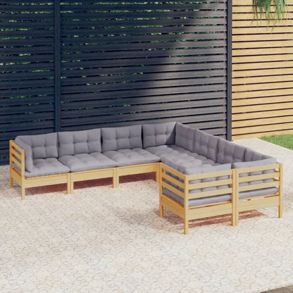 Garden Lounge Set Grey and Natural Wood