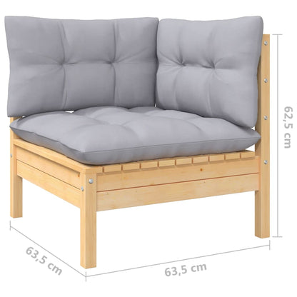 Garden Lounge Set Grey Solid pinewood, fabric (100% polyester)