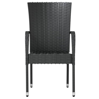 Garden Dining Set Black Poly Rattan, Powder-Coated Steel, PP board